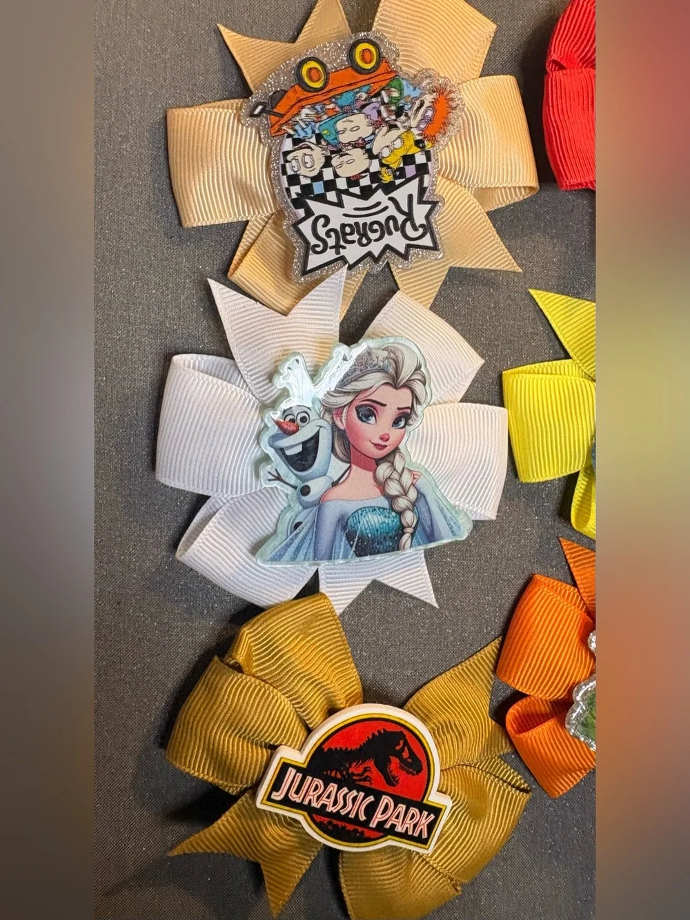 Disney/Universal Character Hair Bows in Red, Yellow, Orange, White, Cream, Tan